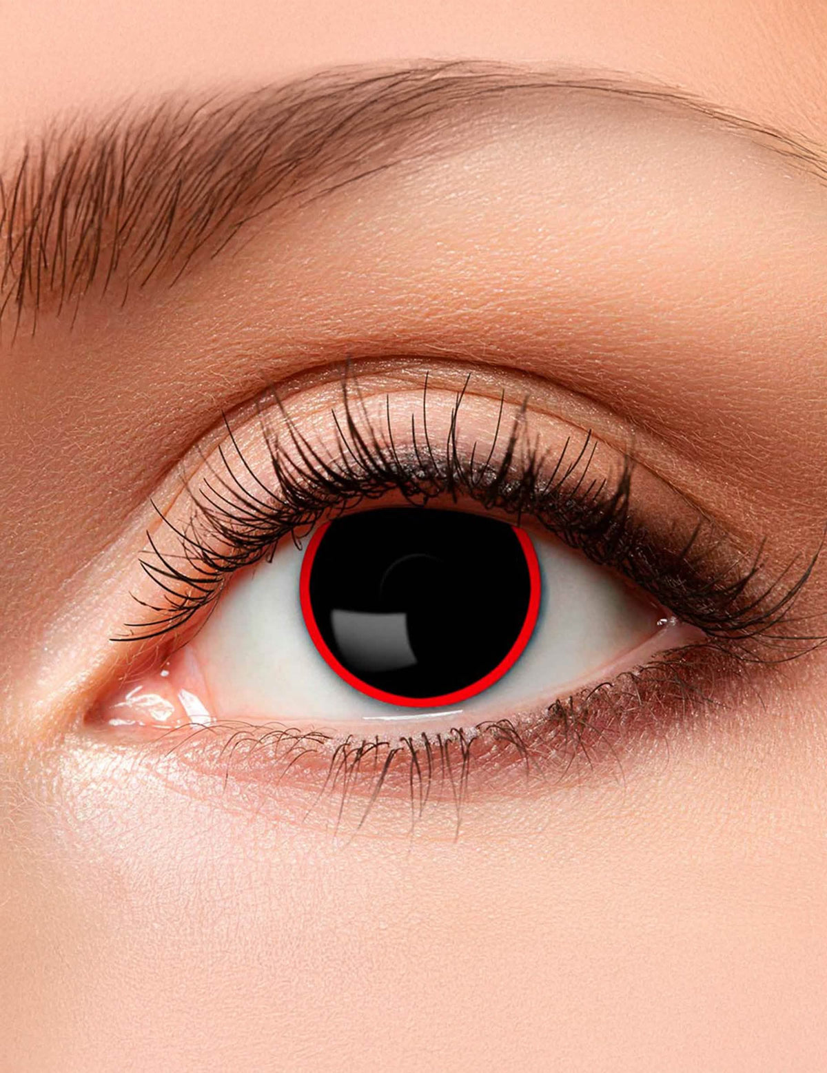 lentes fantasia pretas com contorno vermelho para adulto pretas e vermelhas