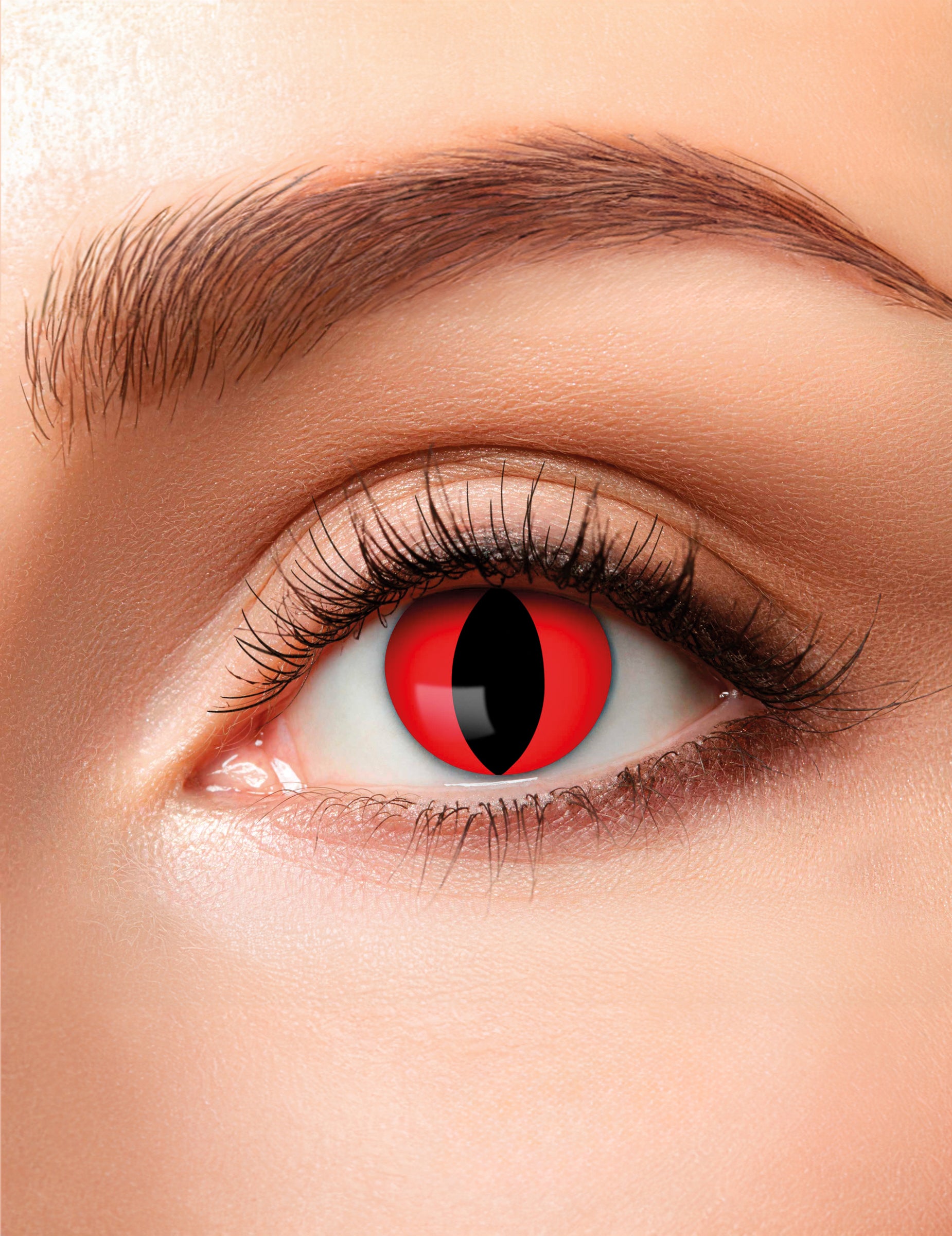 Lentilles de contact fantaisie œil de chat pour adulte rouge