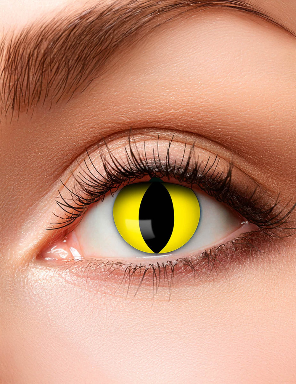 lentes fantaisie olho de réptil adulto amarelo