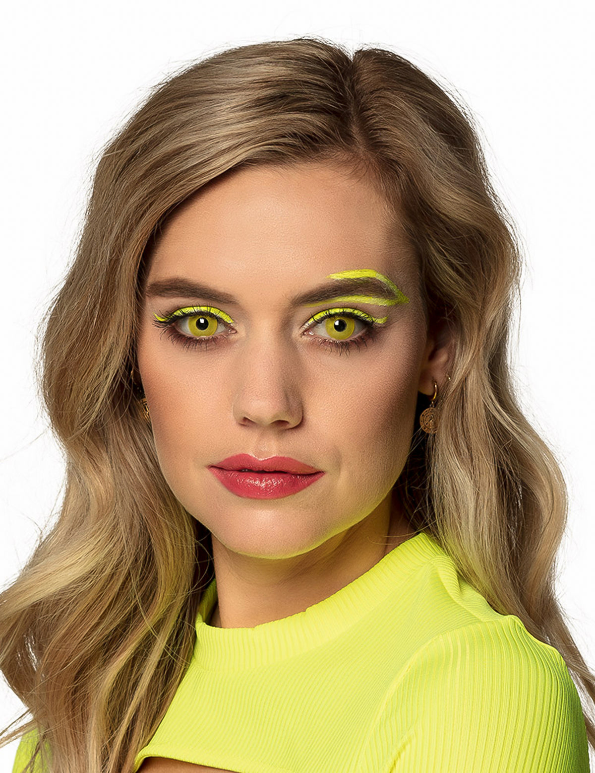 Rendu porté des lentilles fantaisie UV pour adulte jaune