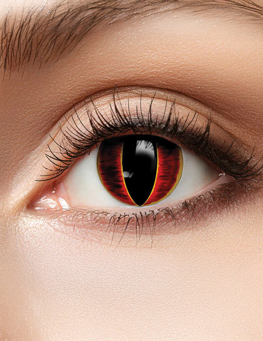 Lentes de contacto olhos de dragão vermelhos 3 meses adulto