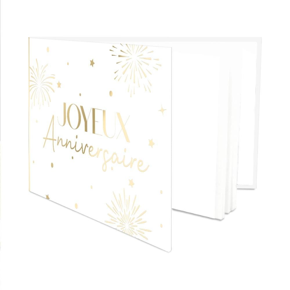 Livro de visitas de aniversário dourado e branco