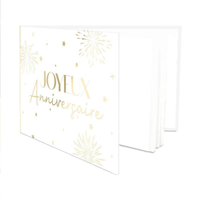 Livro de visitas de aniversário dourado e branco