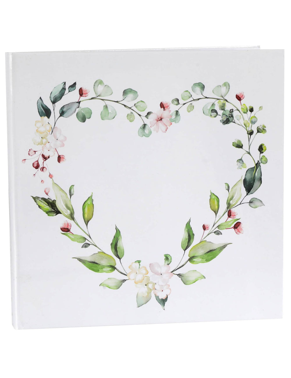 Livro de honra de casamento vegetal branco com motivo de coração floral