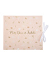 Livre d'or boho pour fête blush et or avec ruban