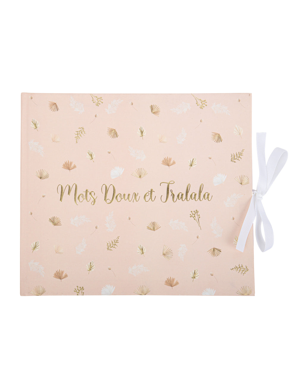 Livre d'or boho pour fête blush et or avec ruban