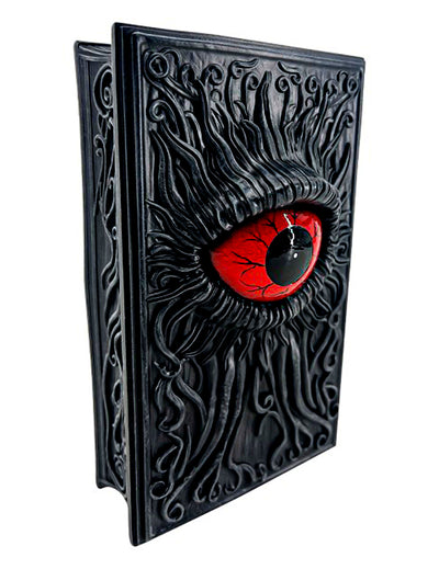Livro decorativo em resina com olho vermelho sangue 20 cm