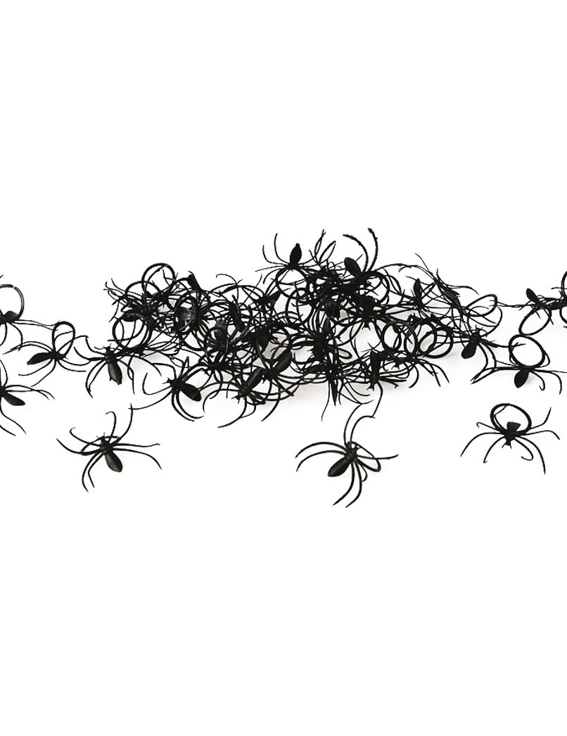 Lot de 50 bagues araignées Halloween pour adulte et enfant noires