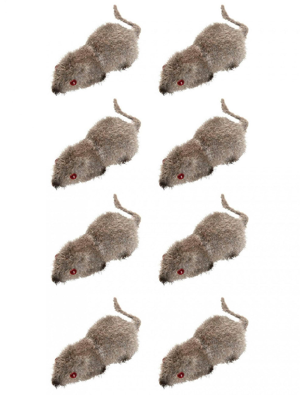 Conjunto de 8 ratos halloween para decoração, cinzentos, com olhos vermelhos