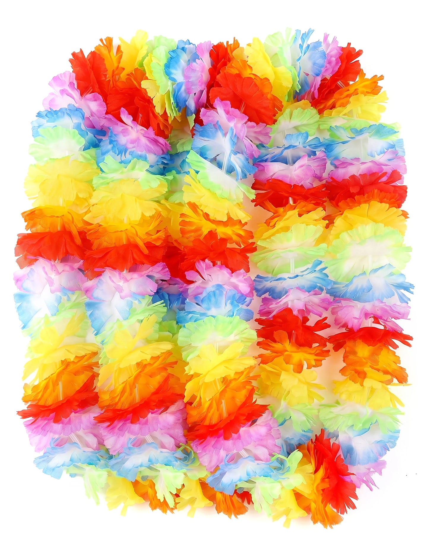 Conjunto de 12 colares de flores multicoloridos