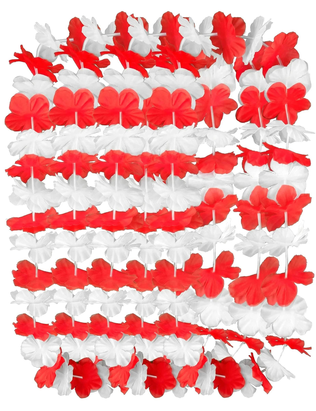 Kit de 12 Colares Havaianos vermelho e branco para adulto
