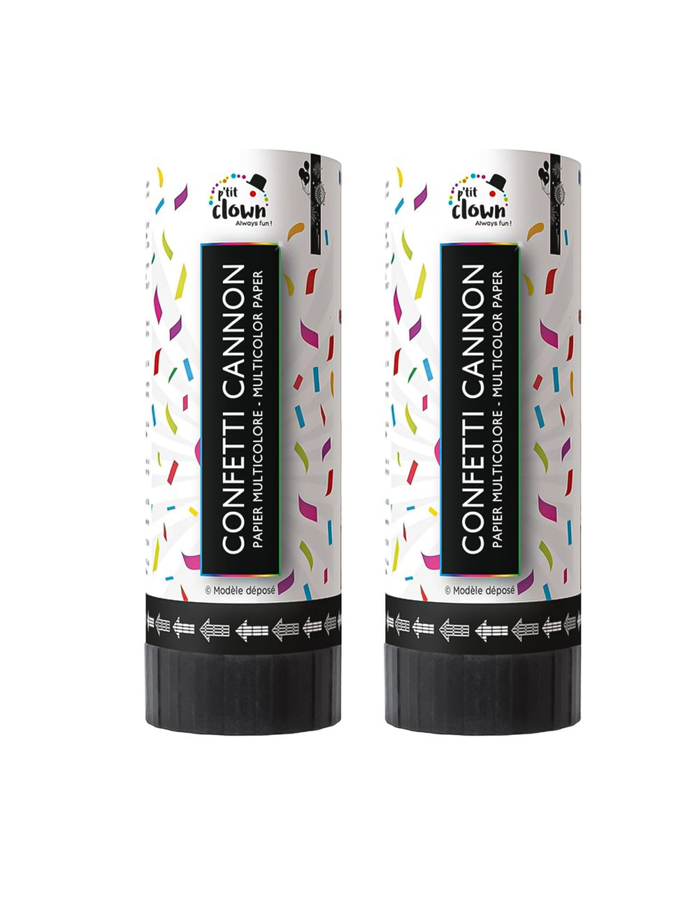 Lot de 2 canons à confettis multicolores en papier