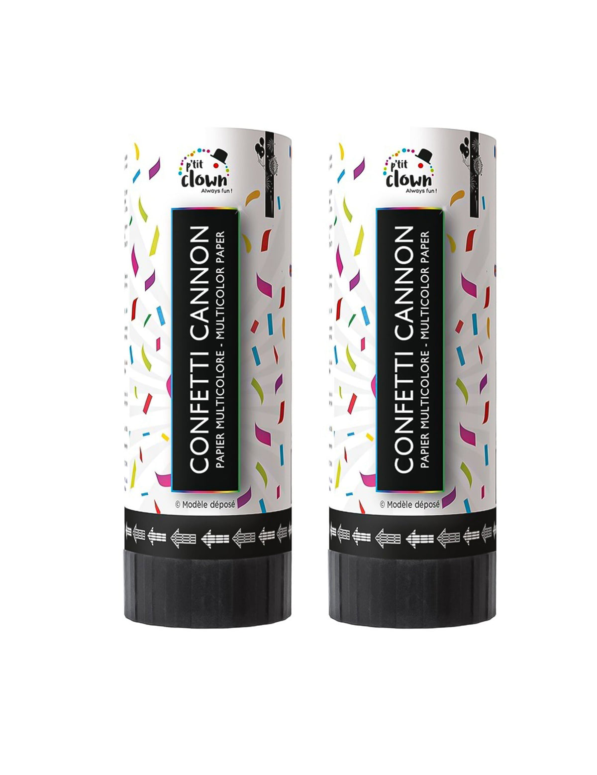 Lot de 2 canons à confettis multicolores en papier