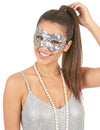 Mascarilha com lantejoulas prateadas adulto
