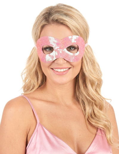 Mascarilha com lantejoulas com lantejoulas cor-de-rosa adulto