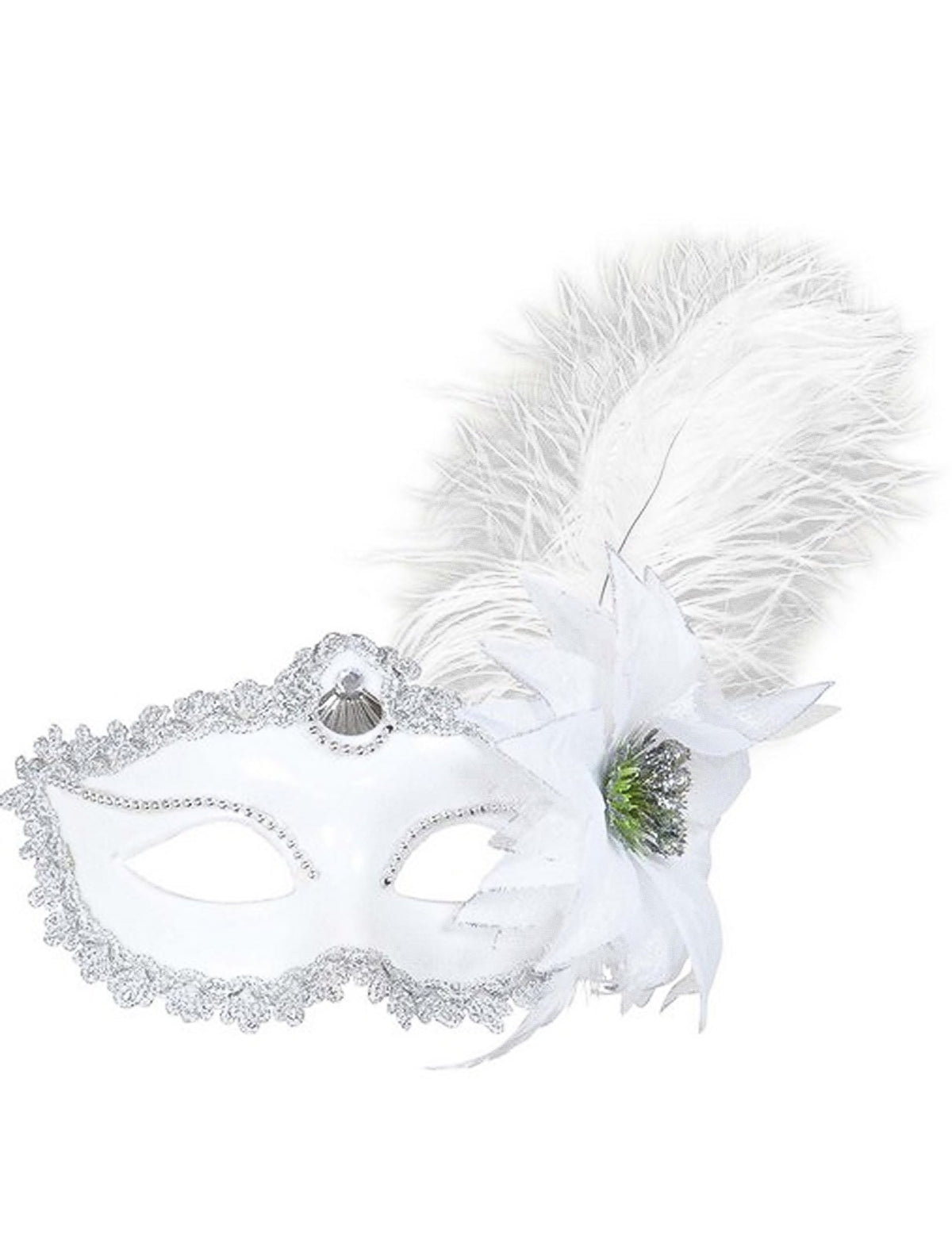 Détail de la fleur et de la plume du loup à plume pour adulte