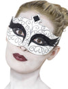 Loup blanc avec paillettes noir et argent pour adulte