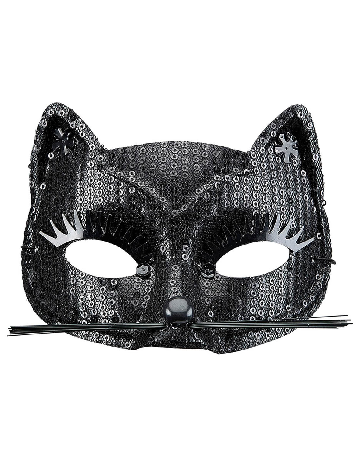 lobo gato com lantejoulas para adulto preto