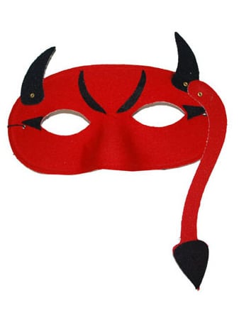 Loup de diable pour adulte rouge et noir avec cornes et queue