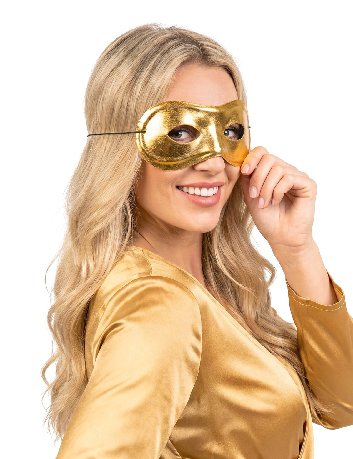 Máscara metalizada dourado