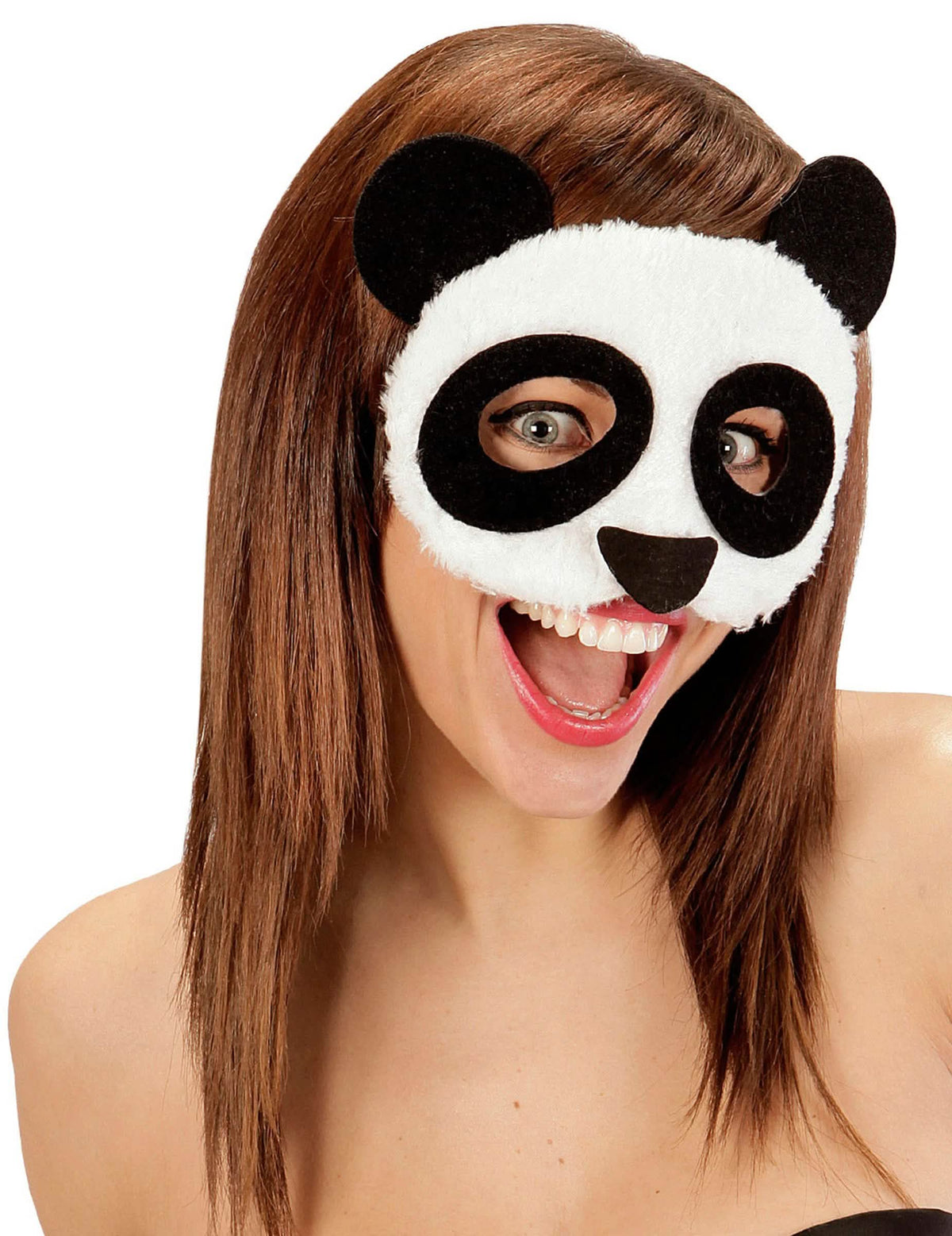lobo de peluche panda para adulto branco e preto