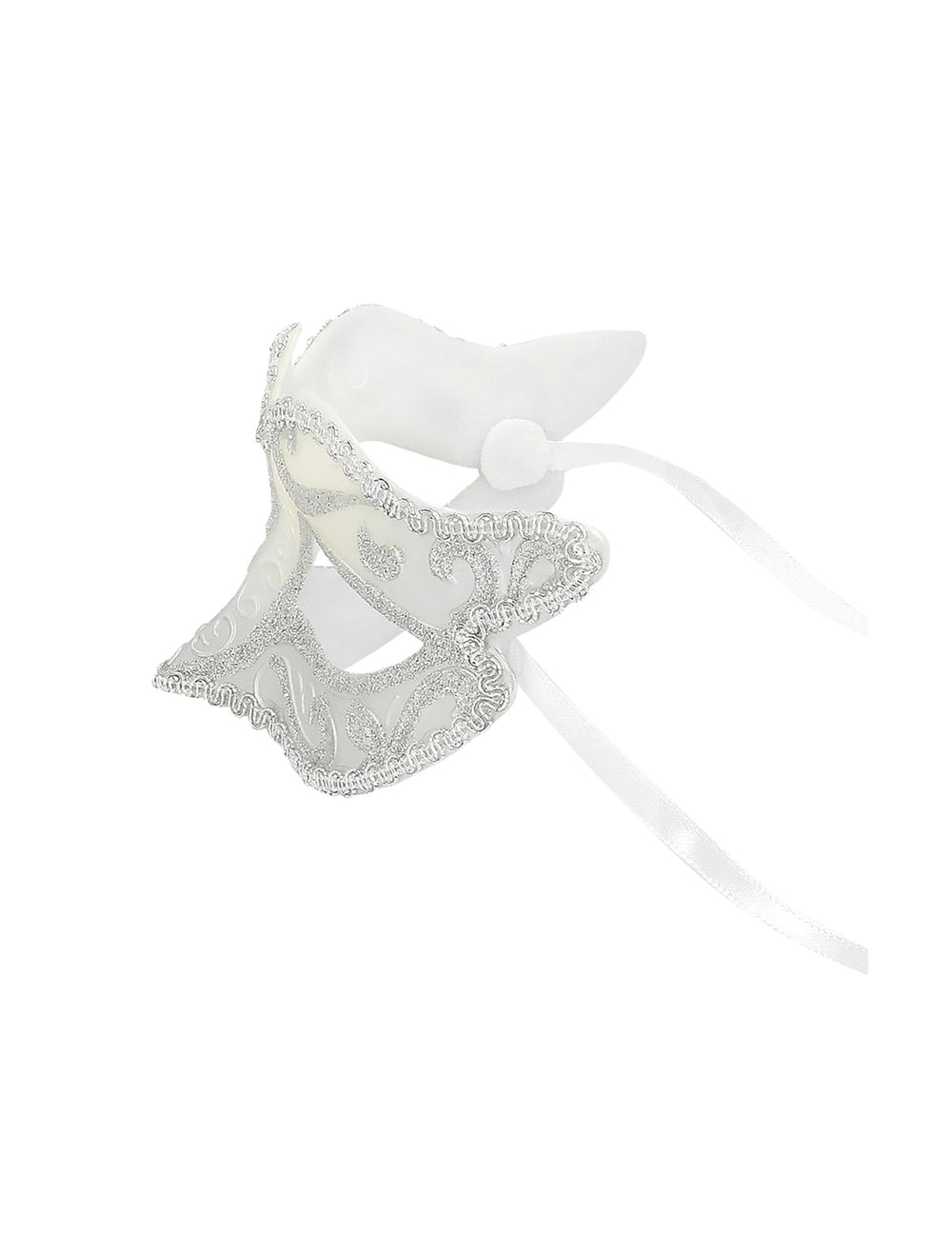 Vue de profil du loup vénitien pour femme argenté pailleté