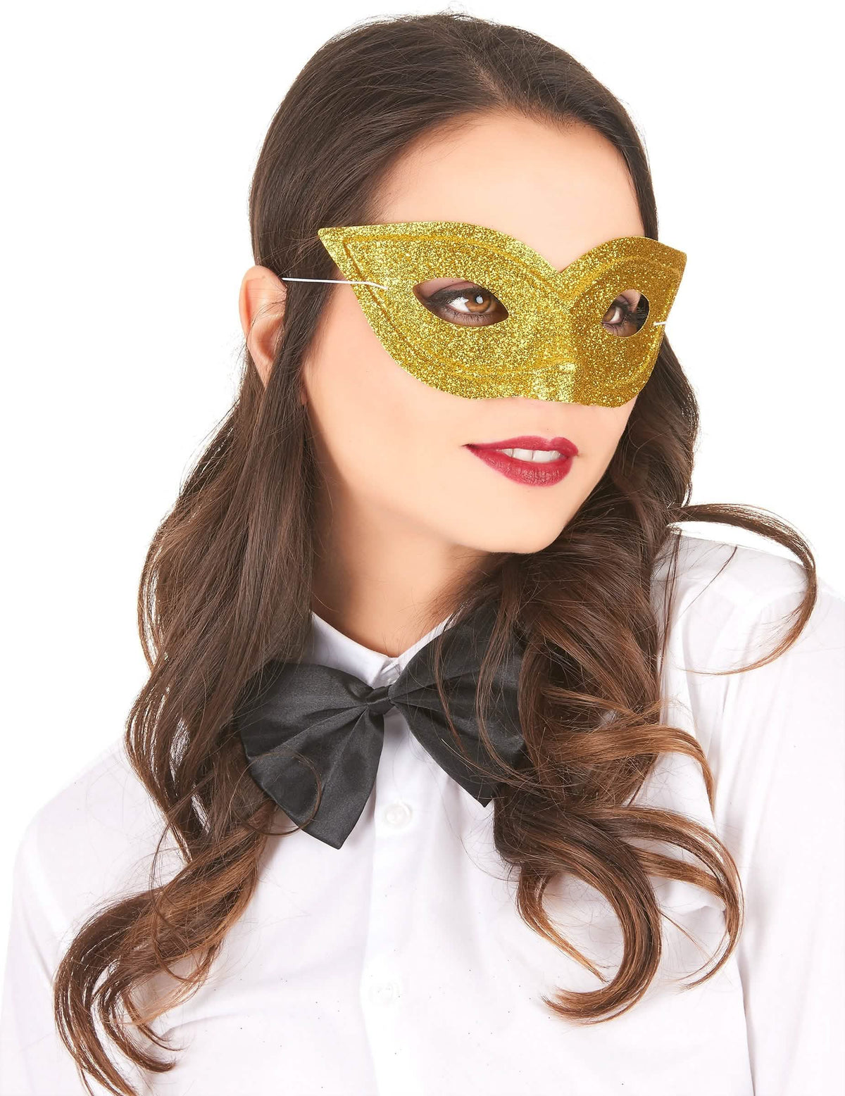 máscara veneziana com lantejoulas para adulto dourado