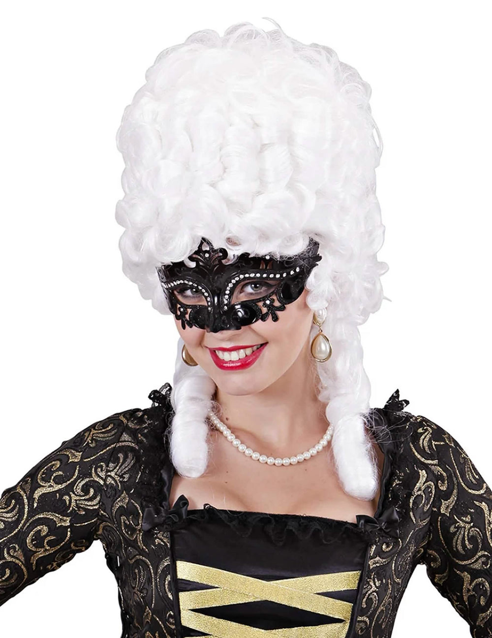 lobo veneziano com strass para adulto preto