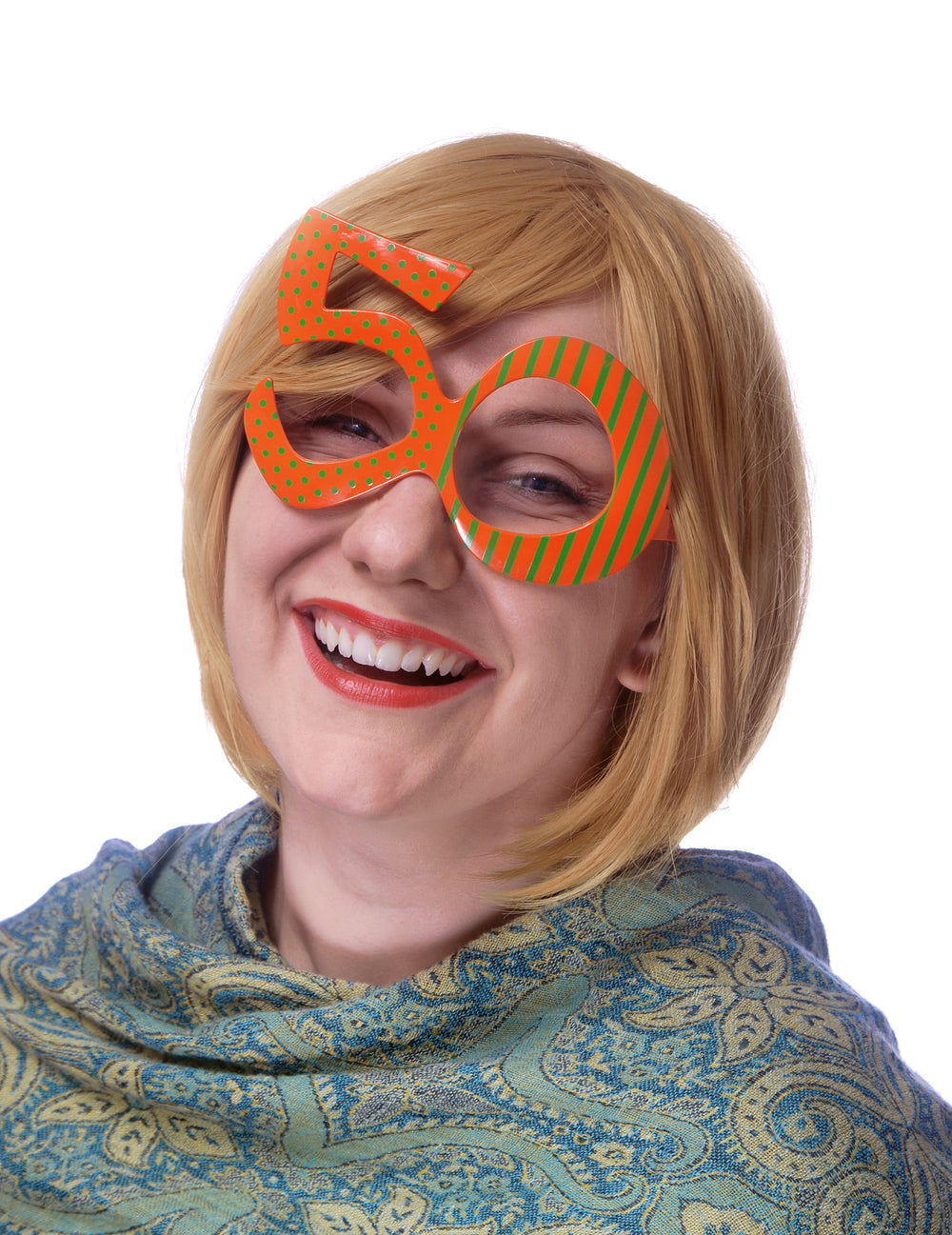Lunettes âge 50 pour adulte orange à pois et rayures verts