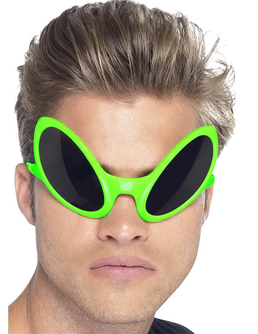 óculos alien adulto verde fluo com lentes pretas