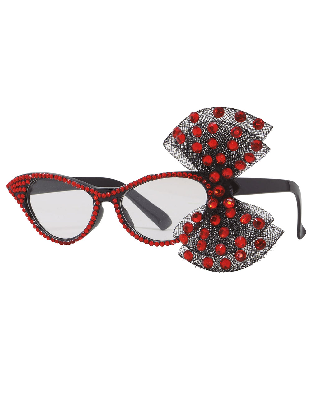 Vue de profil des lunettes années 50 avec noeud pour femme
