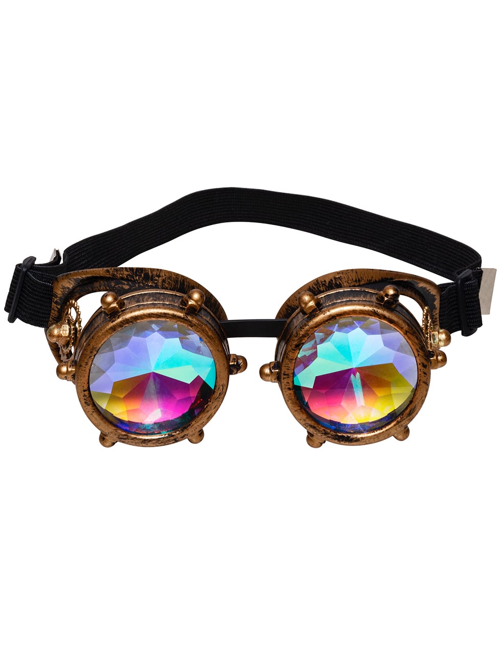 Lunettes avec verres prismes steampunk pour adulte bronze et irisées