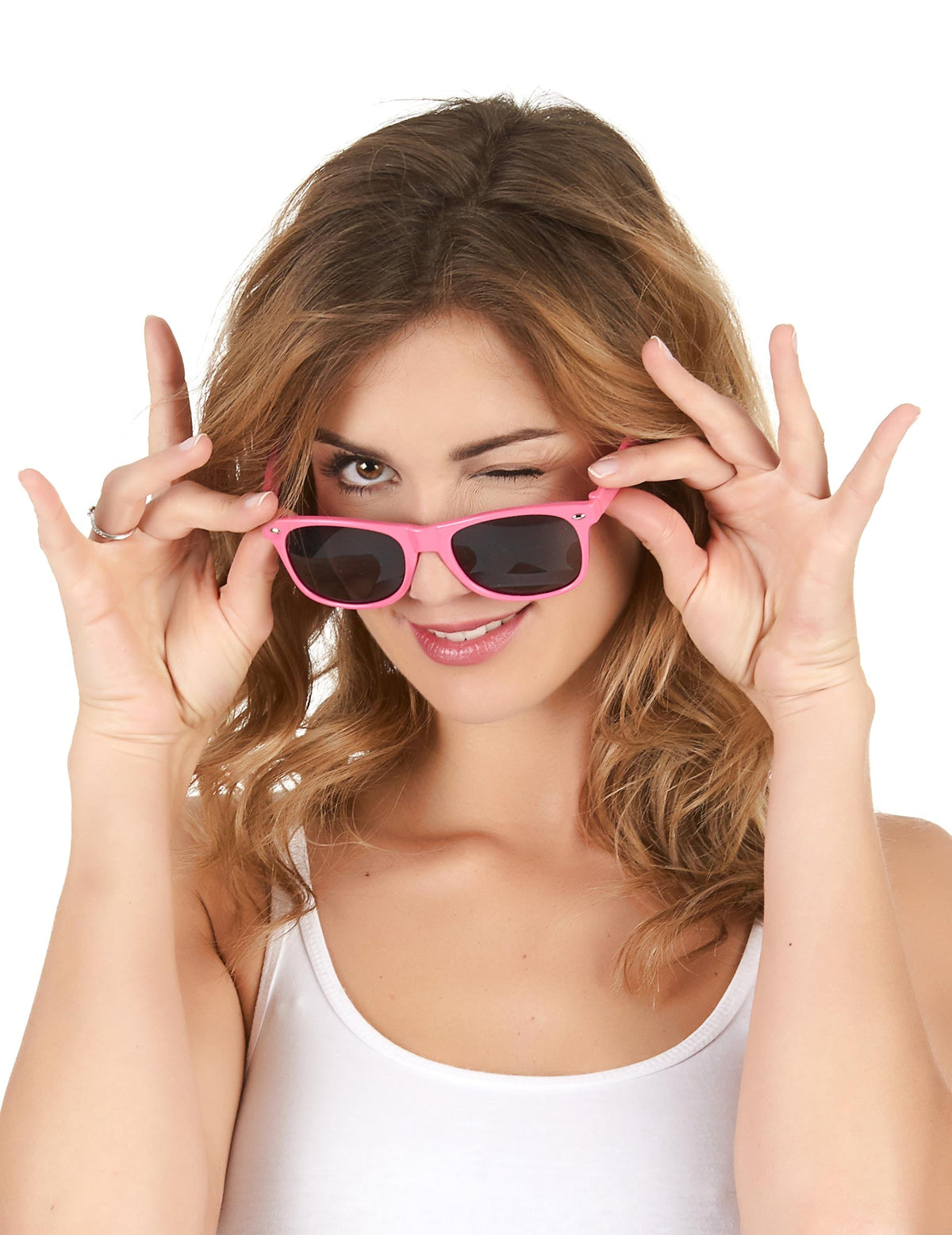 Vue de face portée des lunettes blues fluo