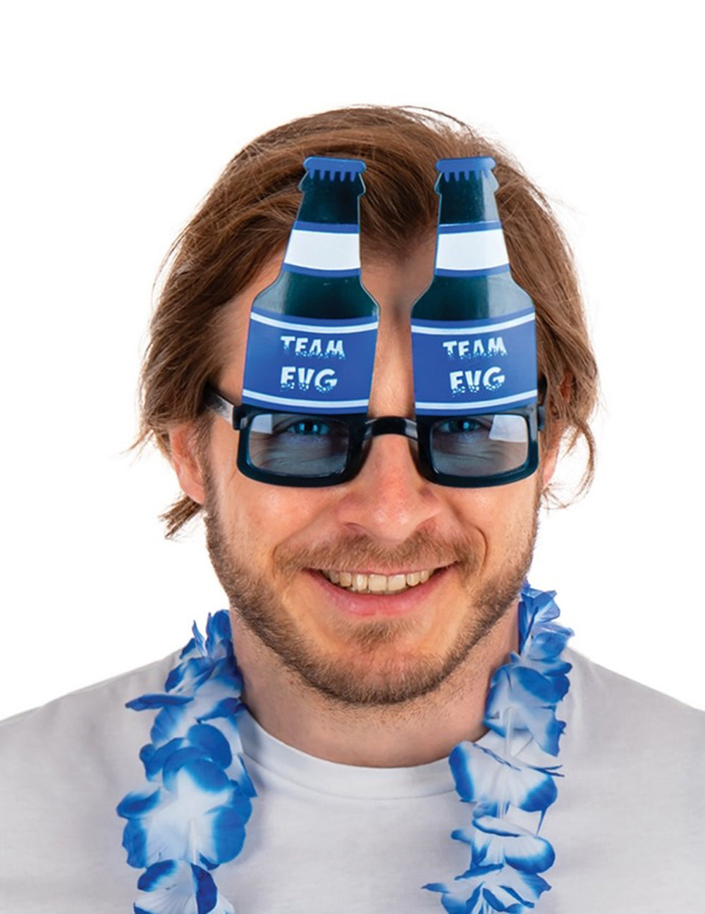 Lunettes bouteilles de bière Team EVG pour adulte bleues