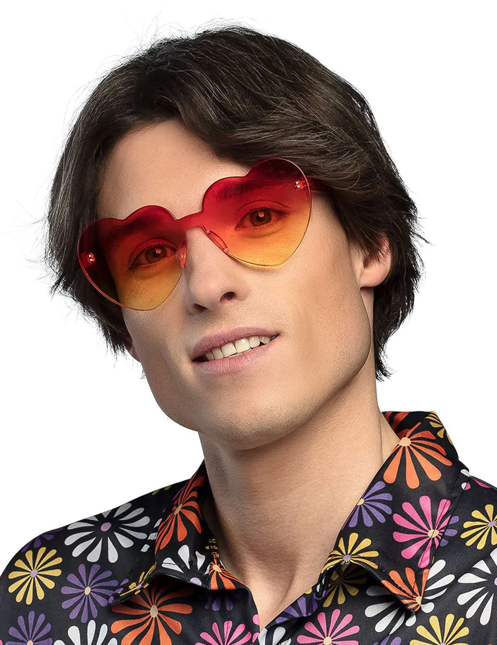 Lunettes cœur pour adulte dégradé orange et jaune
