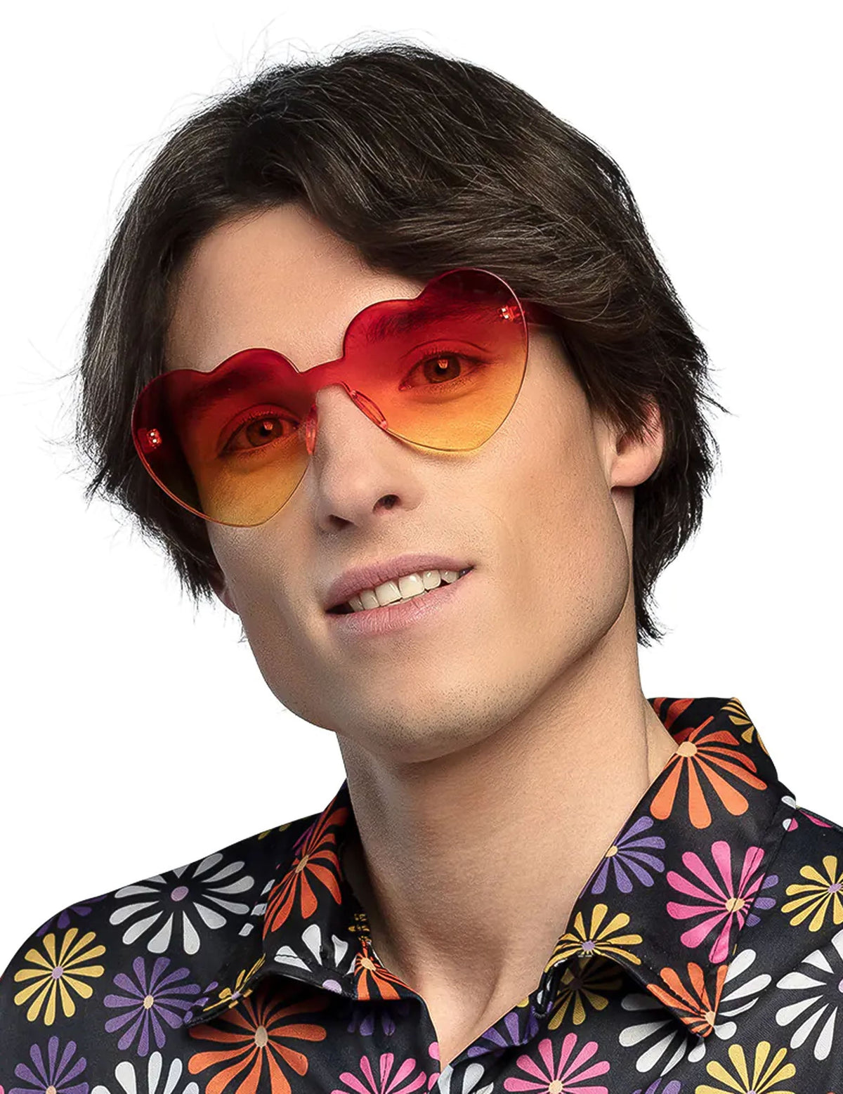 Lunettes cœur pour adulte dégradé orange et jaune