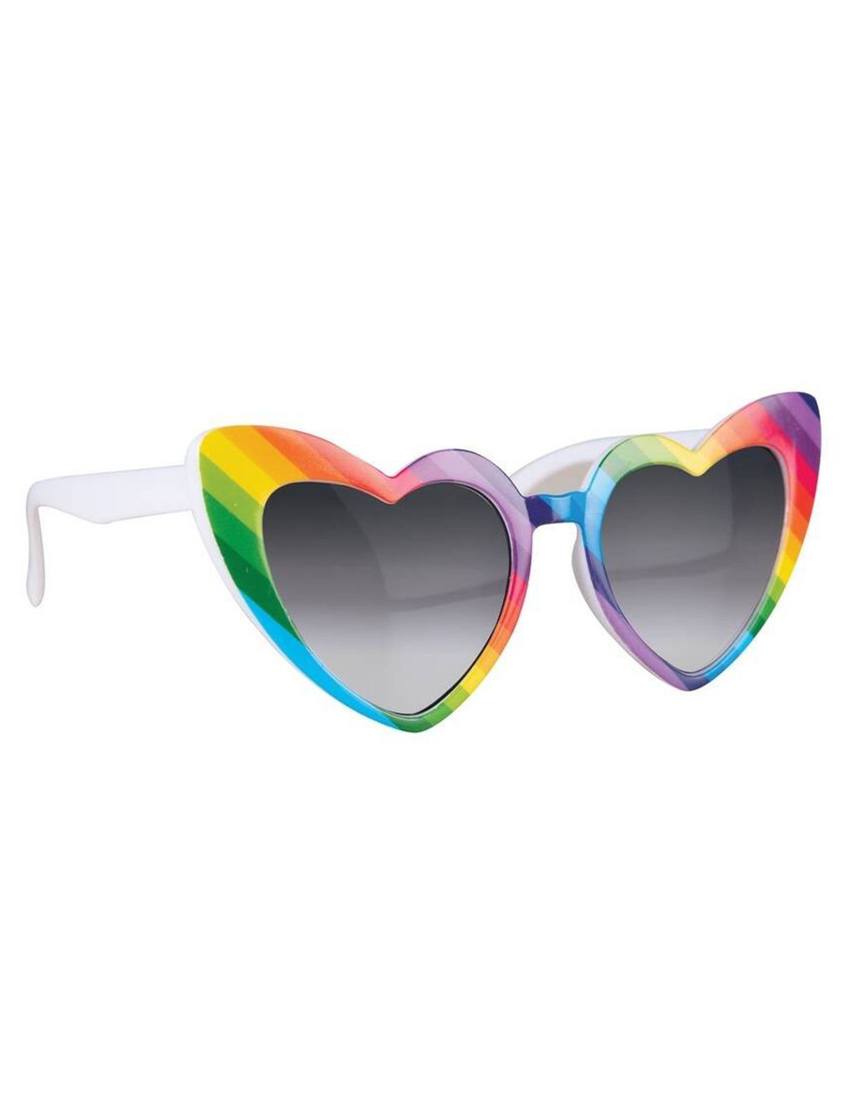 Vue de profil des lunettes cœurs arc en ciel pour adulte