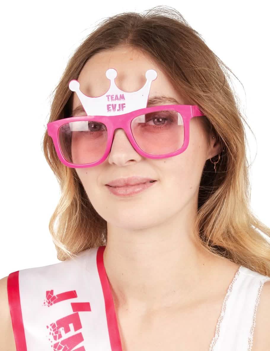 óculos cor de rosa coroa Team EVJF para mulher