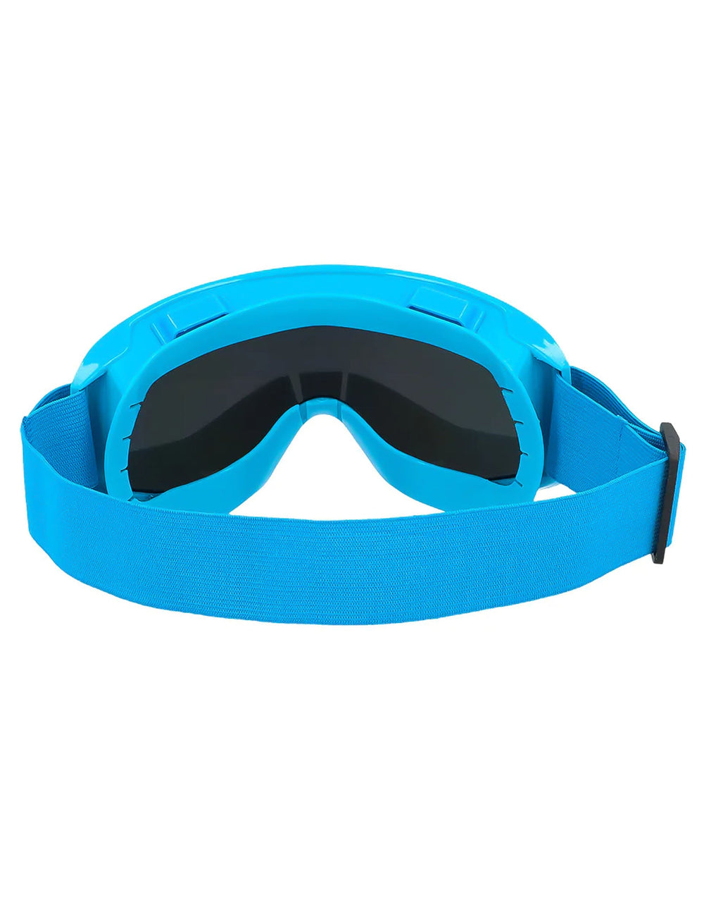 Vue de dos des lunettes de ski pour adultes bleu fluo