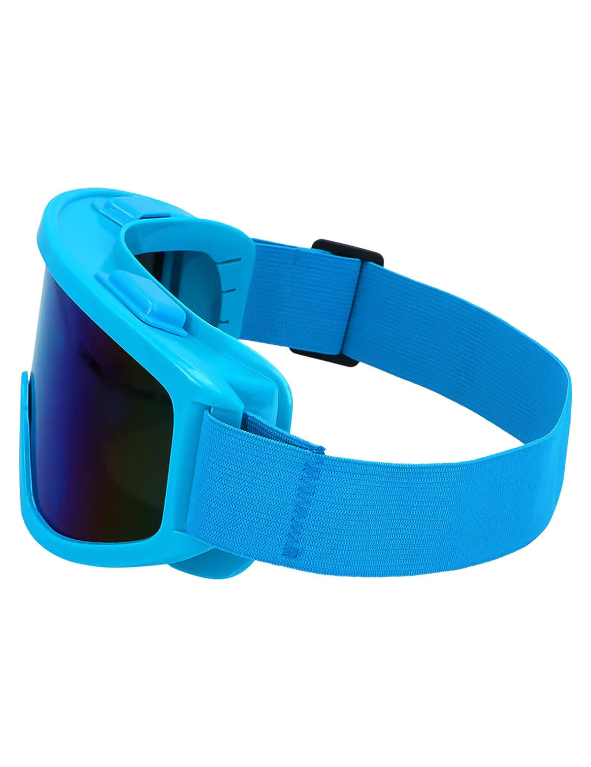 Vue de profil des lunettes de ski pour adultes bleu fluo