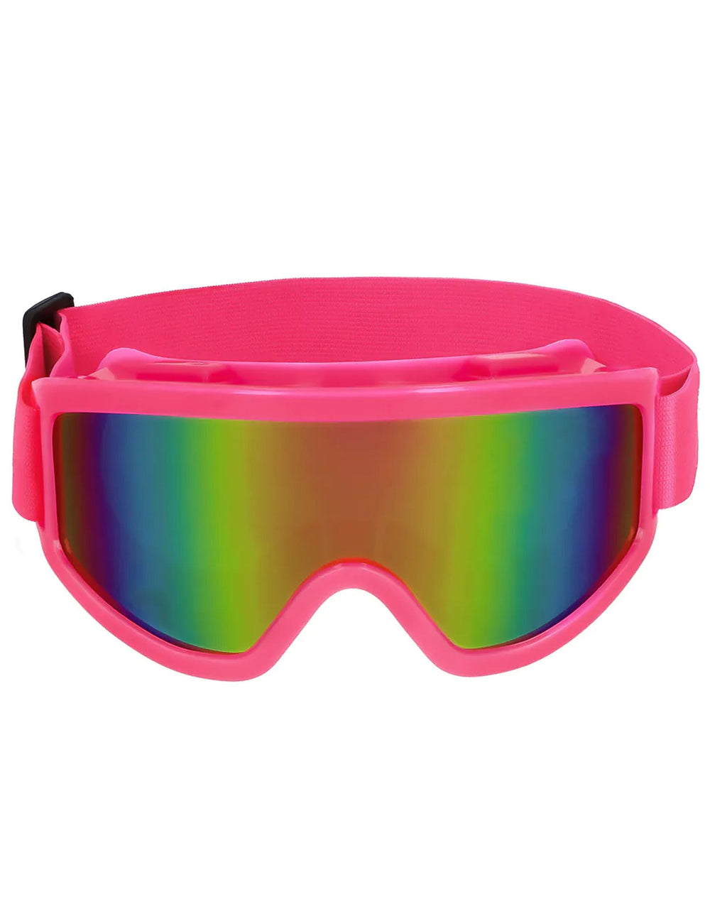 Lunettes de ski rose fluo pour adultes avec verres irisés