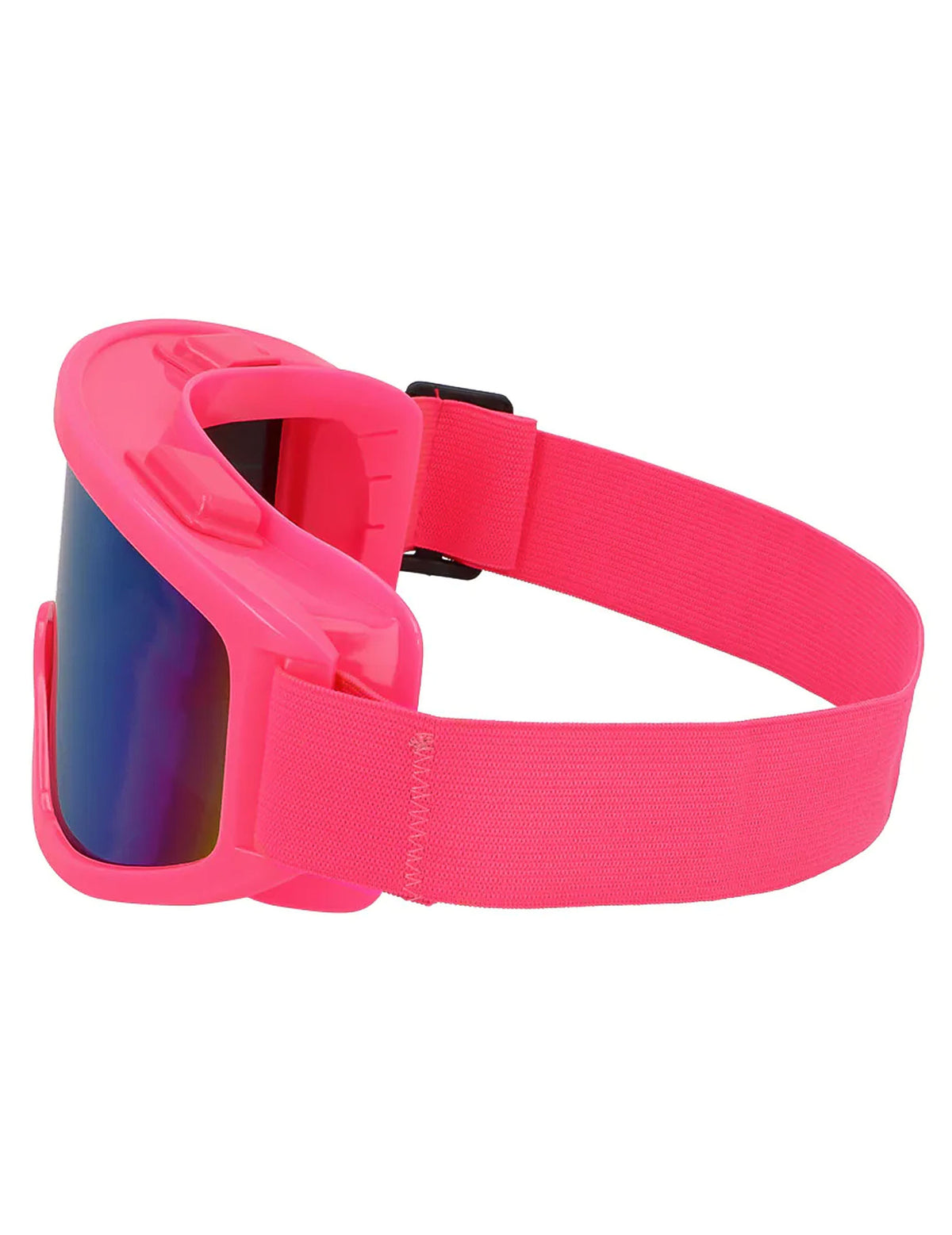 Vue de profil des lunettes de ski rose fluo pour adultes