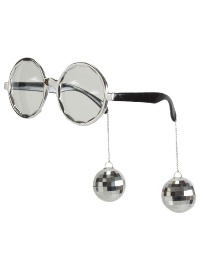 Lunettes disco pour adulte argent avec boules à facettes