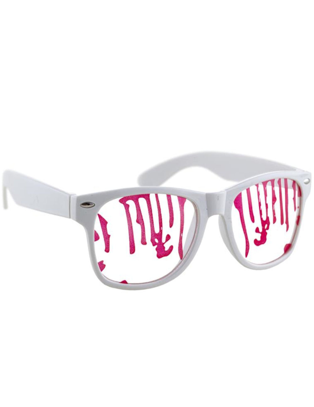 Lunettes éclaboussées de sang pour adulte blanches avec effet gouttes de sang rouges