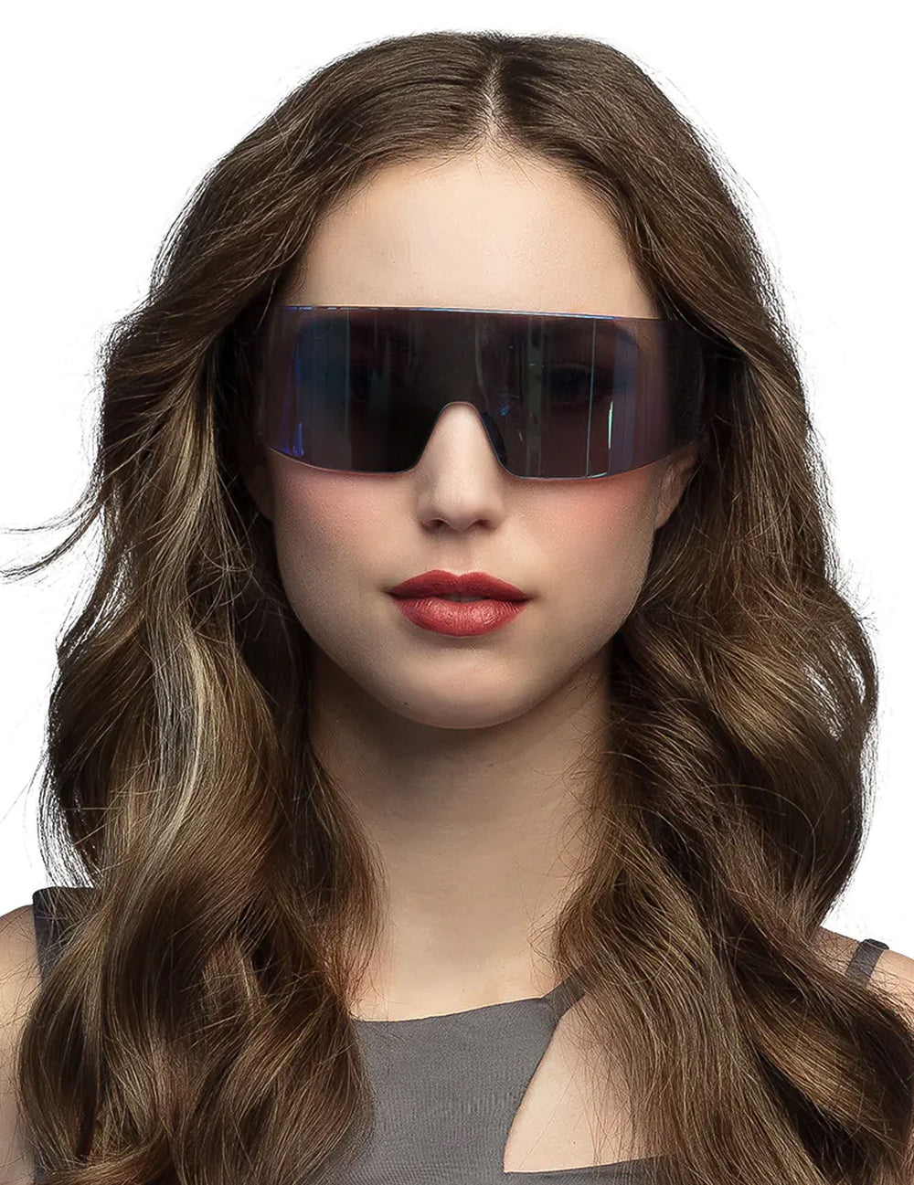 Vue de face portée des lunettes futuristes pour adulte