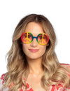 Lunettes hippie pour adulte arc-en-ciel avec symbole peace and love