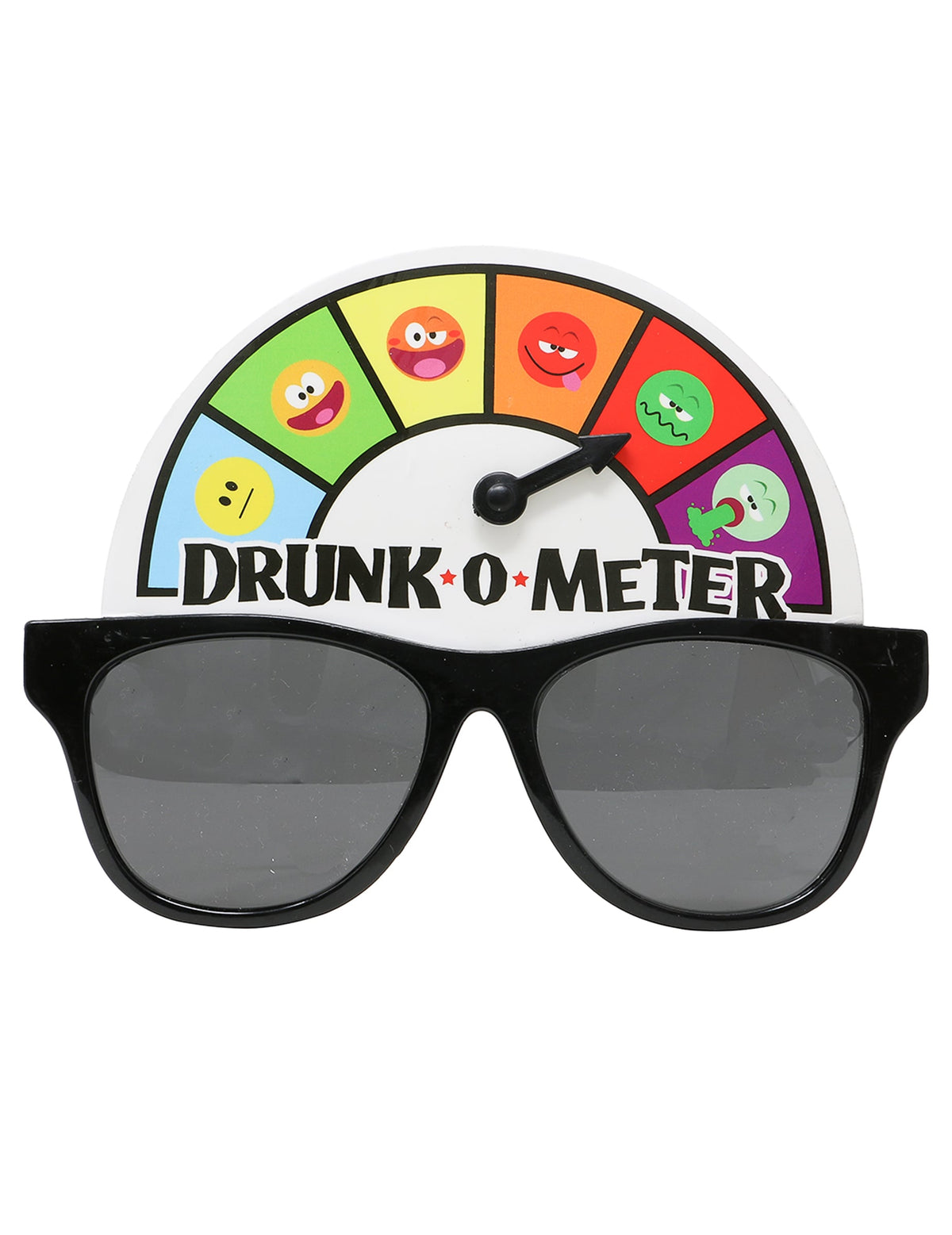 Vue de face des lunettes humoristiques Drunk-O-meter