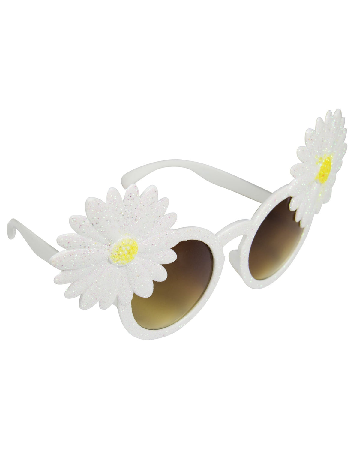 Lunettes marguerites pour adulte blanches à paillettes