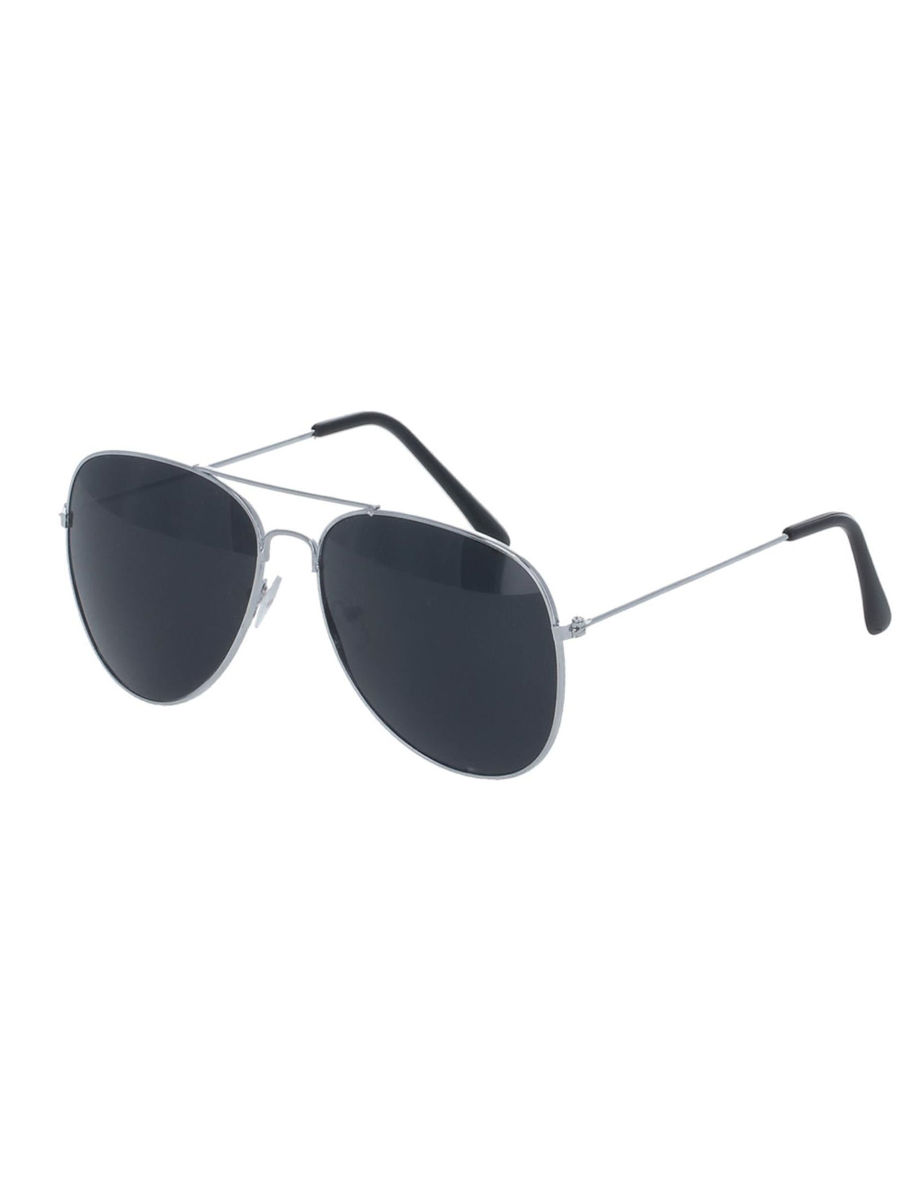 Lunettes d'aviateur pour adulte noires avec contour argent