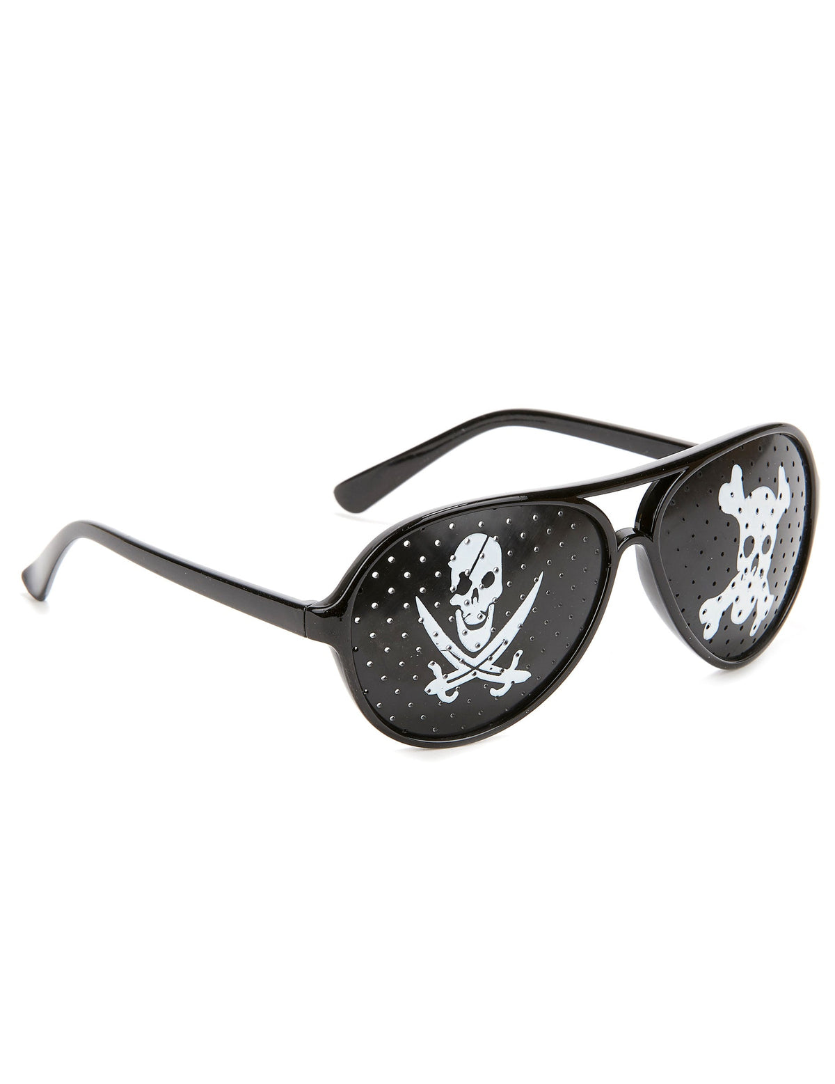 Lunettes pirate pour adulte noires avec motifs de têtes de mort